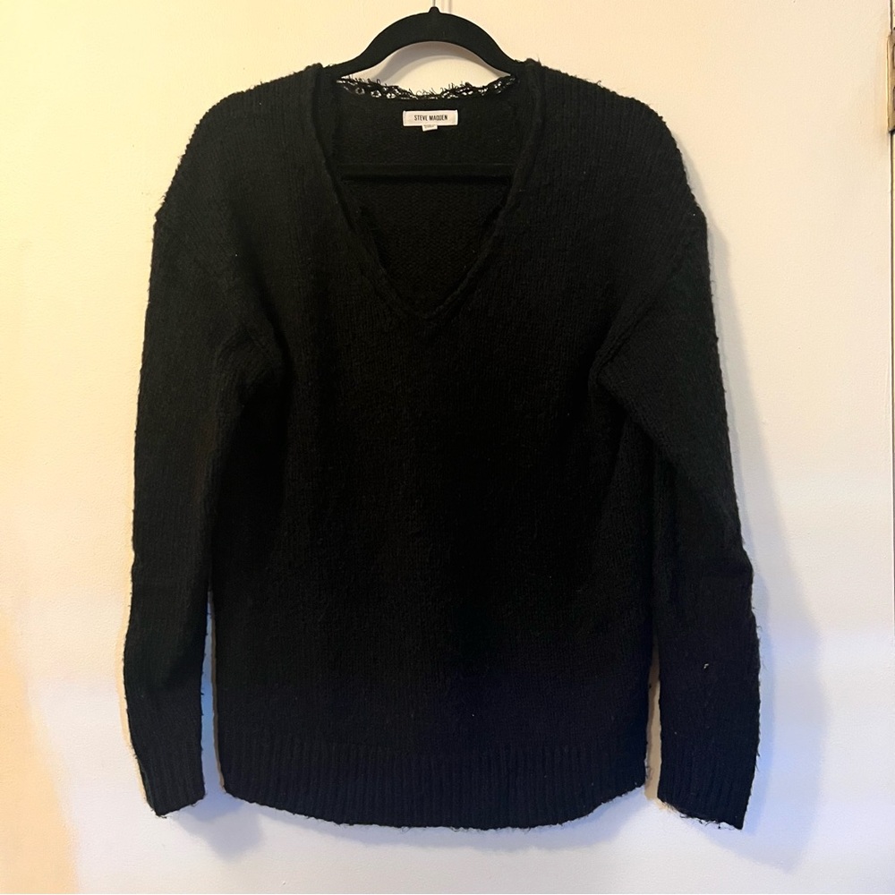 Steve Madden Black V-Neck Sweater